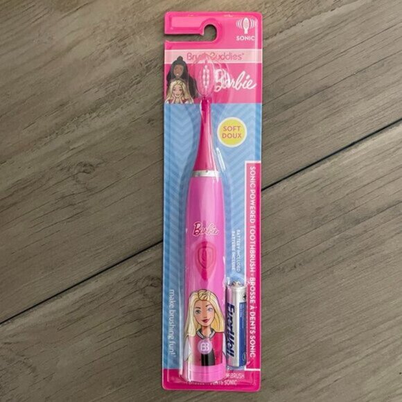 NEW 3Pc Barbie Sonic Powered Toothbrush Toothpaste & Flosser Set - Picture 3 of 5